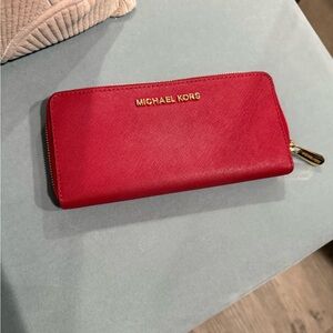 Michael Kors Travel Zip Around Continental Wallet with Gold Zipper
